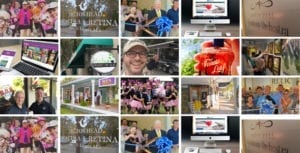 Collage of photos that include selfies with happy people, computers, laptops, ribbon cuttings, signs