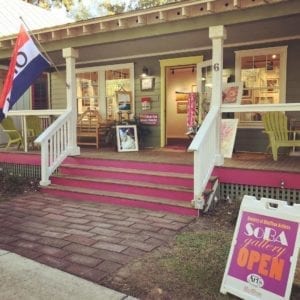 The front porch of The Society of Bluffton Artists gallery in Old Town Bluffton