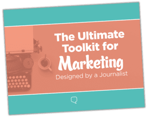 A colorful cover to a free ebook on how to use journalism's five ws and one h in marketing.