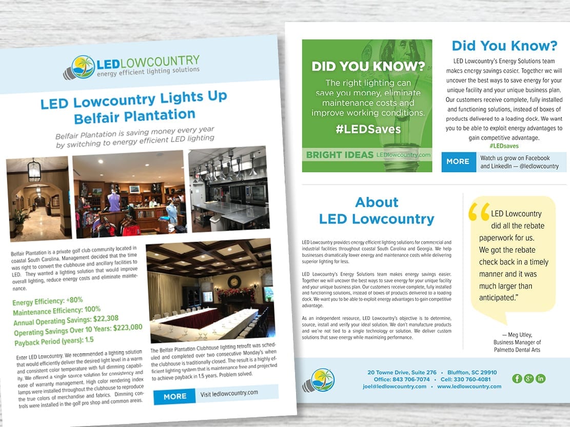 LED Lowcountry sales flier and newsletter