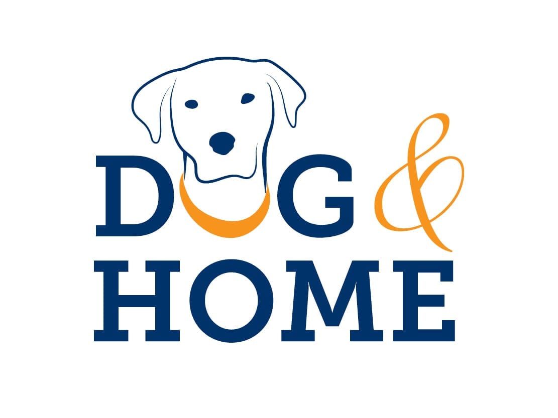 A logo design variation for Dog & Home pet boutique in Bluffton SC A variation of the logo for Dog and Home with dark blue serif font and a cartoon dog's head