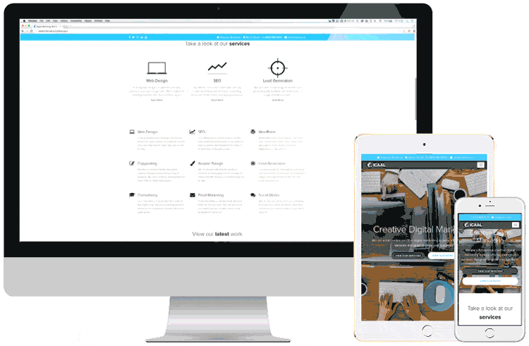 If your website does not display well on all screen types, then you need a new website. Bragg Media creates beautiful and engaging inbound websites that reproduce well on all devices. An animation of a computer, tablet and mobile device displays a responsive website