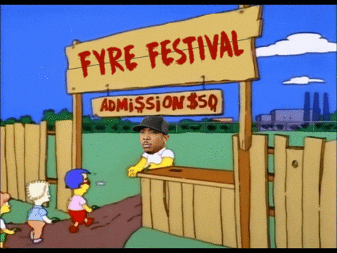 Animated meme of Ja Rule handing out tickets in Simpson's cartoon