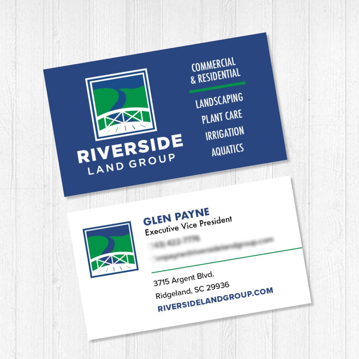 Riverside Land Group business card design