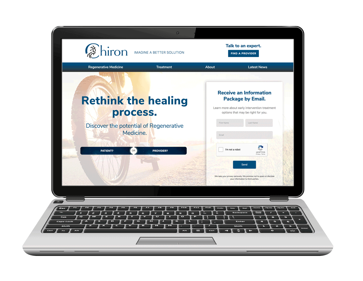 Bragg Media provided website redesign services for Chiron regenerative medicine provider